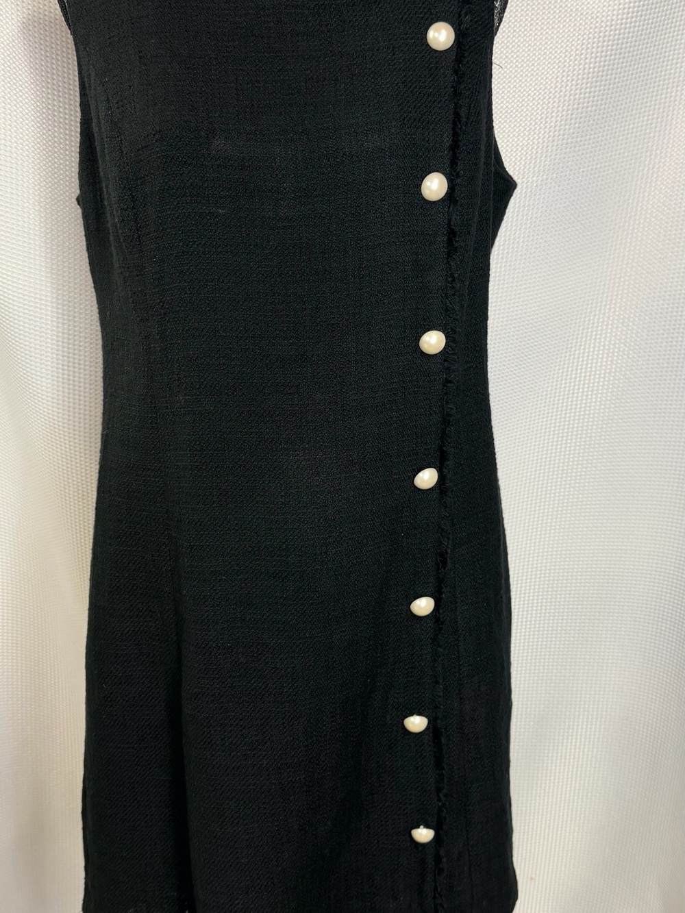 Karl Lagerfeld Black Sleeveless Midi Dress with Pearl Buttons